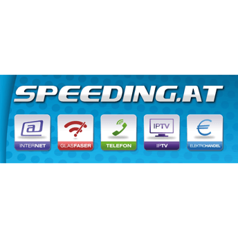Logo speeding.at: Internet, Glasfaser, Telefon, IPTV, Elektrohandel